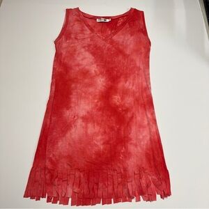 Style 101 dark pink Tie-Dye Sleeveless Fringe Dress Size Small